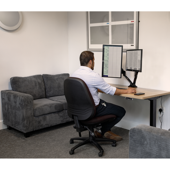 Dellonda Adjustable Double Monitor Arm with 360Ã‚Â° Rotation - Black