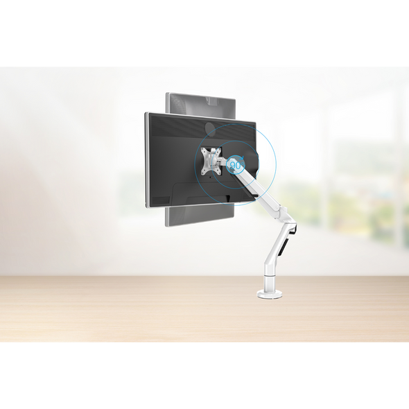 Dellonda Adjustable Single Monitor Arm with 360° Rotation - White