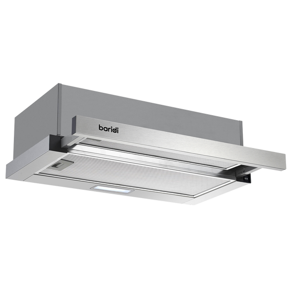 Baridi Telescopic Cooker Hood with Aluminium Filters 60cm - Stainless Steel