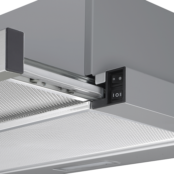 Baridi Telescopic Cooker Hood with Aluminium Filters 60cm - Stainless Steel