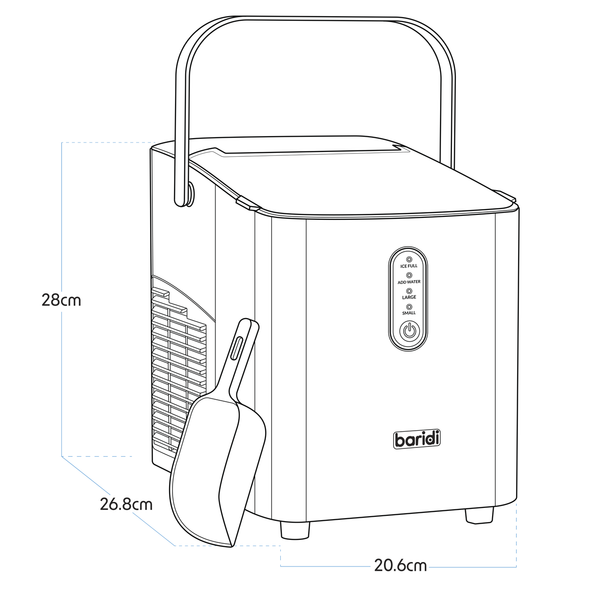 Baridi Ice Cube Maker with LED Display & 10 Minute Freeze