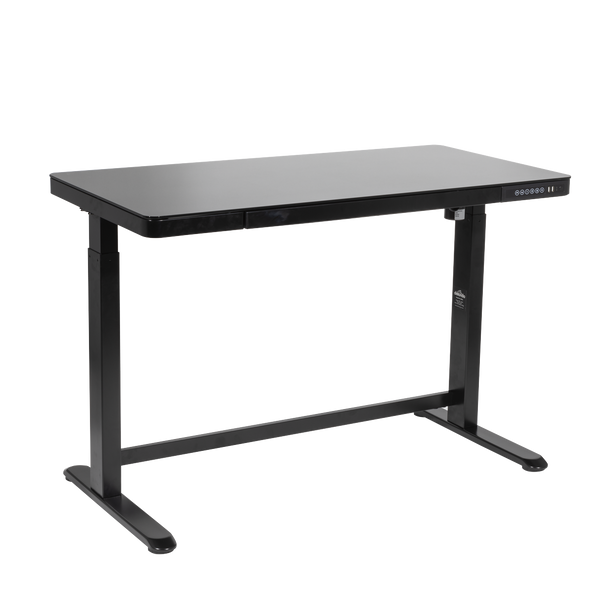 Dellonda Single Motor Ultra-Quiet Electric Desk with Control Panel, USB Port & Drawer - Black Desktop