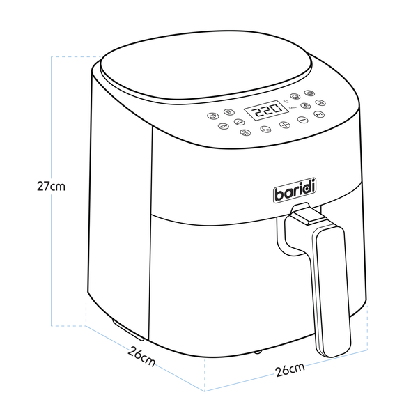 Baridi Single Zone Air Fryer with 8 Preset Functions 3.5L Capacity