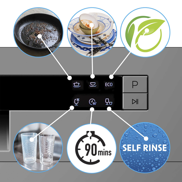 Baridi Tabletop Dishwasher 8 Place Settings 8L Capacity - Silver