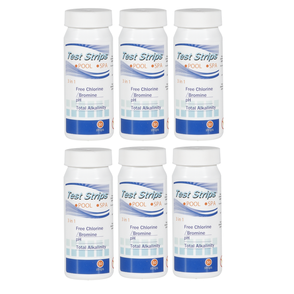 Dellonda 3-in-1 Chlorine, PH & Alkalinity Test Strips x50 Strips - Pack of 6