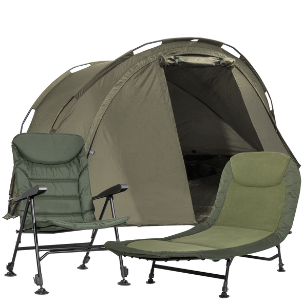 Dellonda Two-Person Bivvy Tent, Reclining Chair & Bedchair Set