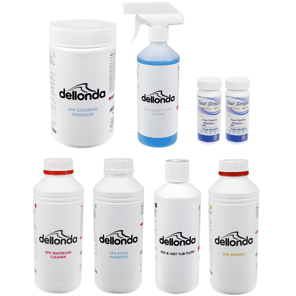 Dellonda Hot Tub/Spa Master Kit with 6 Chemicals & Test Strips