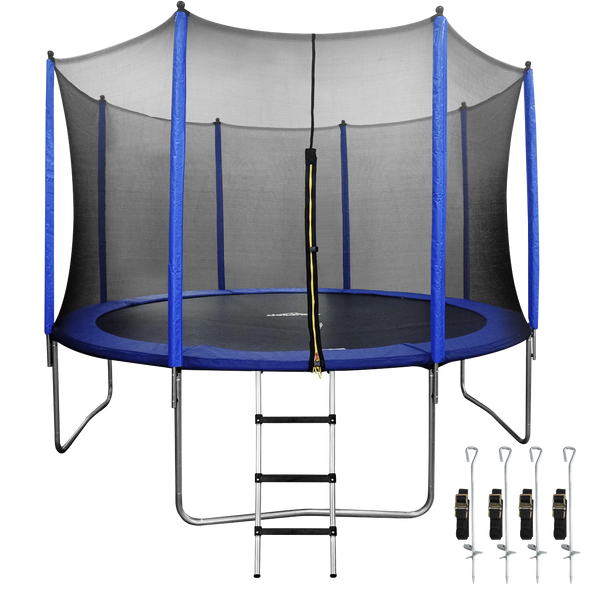 Dellonda Heavy-Duty Outdoor Trampoline with Safety Enclosure Net, Anchors & Ladder 12ft
