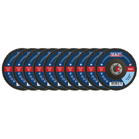 115mm Zirconium Flap Discs Assorted Grit 22mm Bore - Pack of 10
