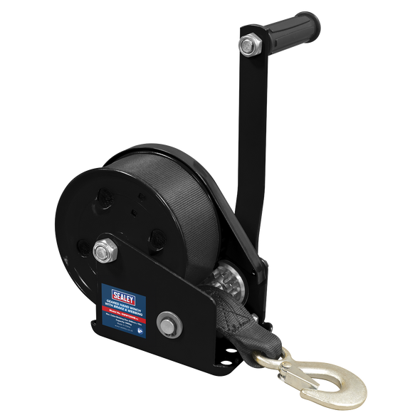 Geared Hand Winch with Brake & Webbing 540kg Capacity