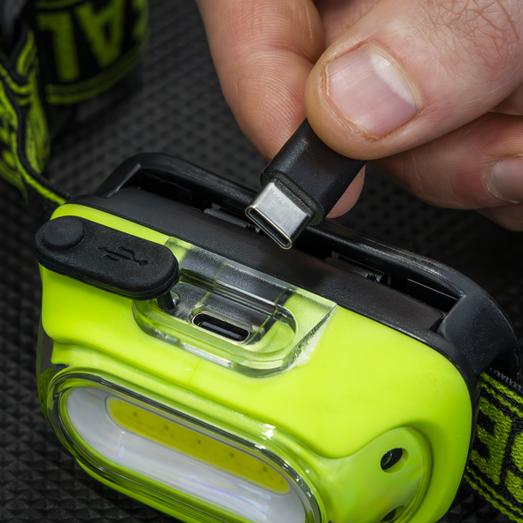 Rechargeable Head Torch with Auto-Sensor 8W COB LED - Green