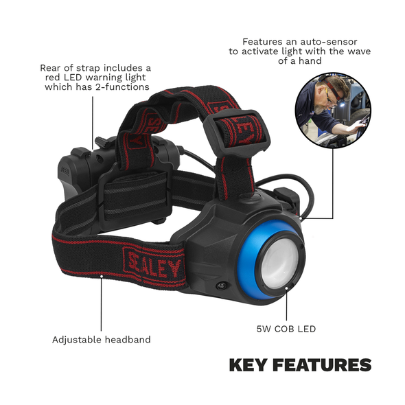 Head Torch with Auto-Sensor 5W COB LED