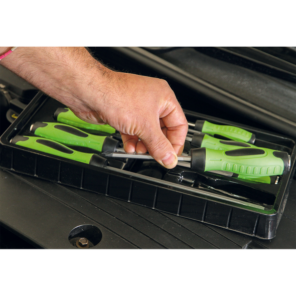 Premier Hammer-Thru Screwdriver Set 8pc - Hi-Vis Green