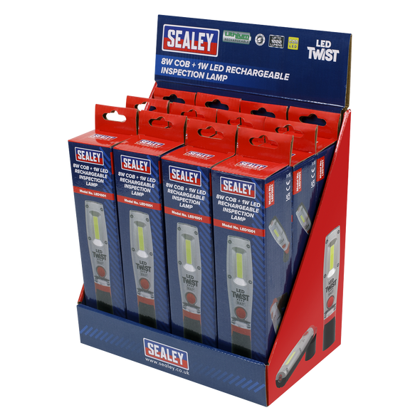 LED Twist Rechargeable Inspection Light 8W - Display Box of 12