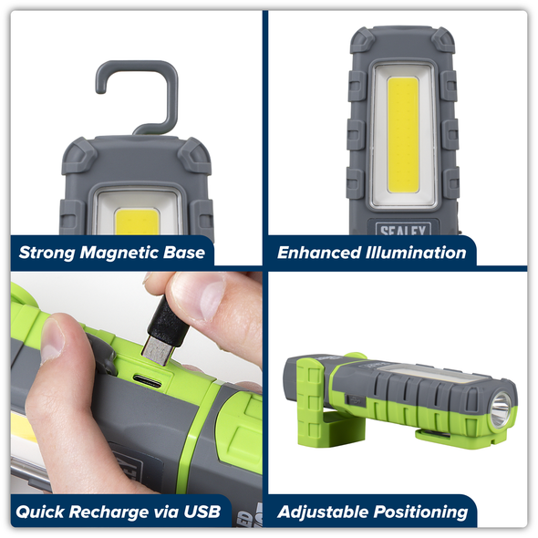 LED Twist Rechargeable Inspection Light 5W COB & 1W SMD - LED601G