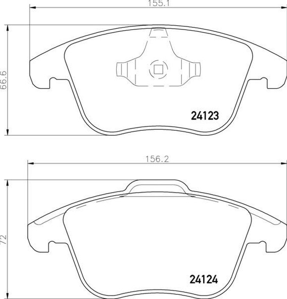 EBC Brakes Front Brake Pads EBC Ultimax, technical drawing of brake pad components for Defender with detailed measurements.