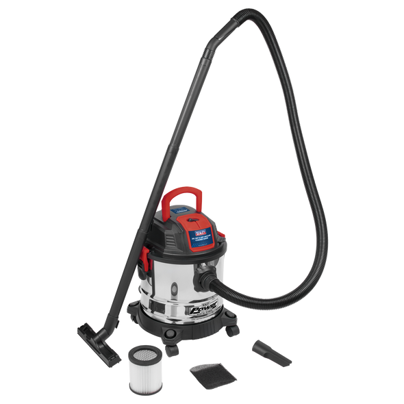 20L Vacuum Cleaner Wet & Dry Stainless Steel Drum 1200W/230V