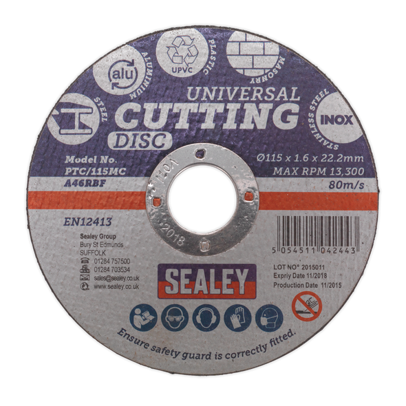 115 x 1.6mm Universal Cutting Disc 22mm Bore