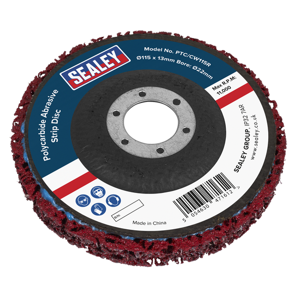 Polycarbide Abrasive Strip Disc 115 x 13 x 22mm - Red