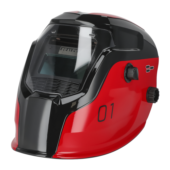 Auto Darkening Welding Helmet Shade 9-13 - Red