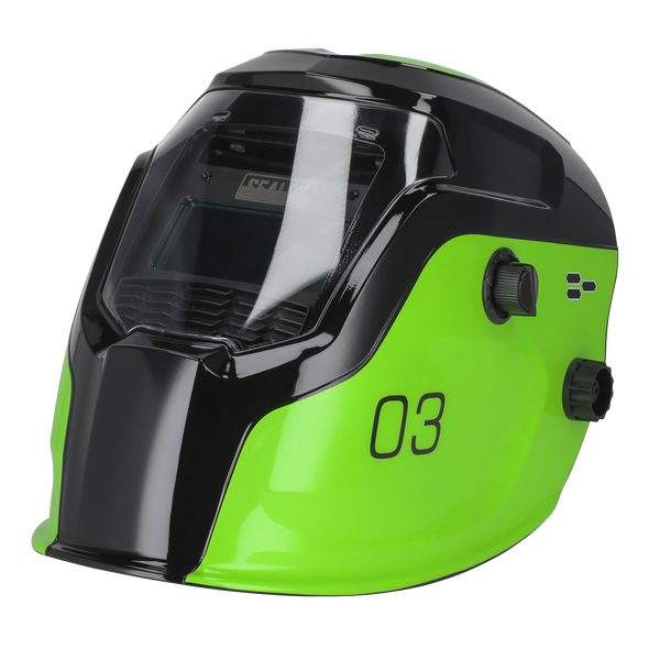 Auto Darkening Welding Helmet Shade 9-13 - Green
