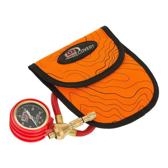 ARB 4X4 Accessories ARB E-Z Tyre Deflator With Pressure Gauge, portable tire deflating tool with pressure gauge and carrying case.