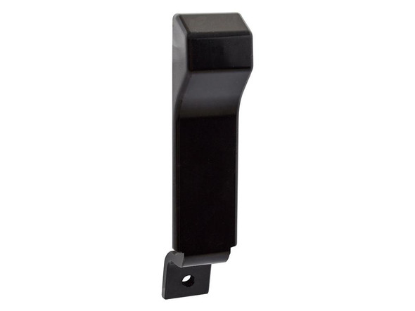Britpart Black Aluminium Door Lock Peg for Defender, automotive door lock component in black aluminium with mounting hole.