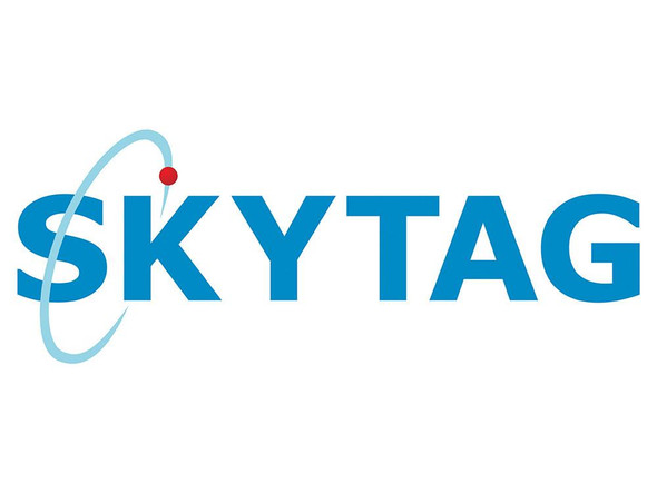 Skytag SkyTag GPS Vehicle Tracker Tracking Unit, product logo image showing the name SkyTag with an orbit and red dot design.
