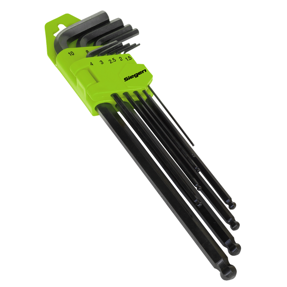 Siegen Extra-Long Ball-End Hex Key Set 9pc