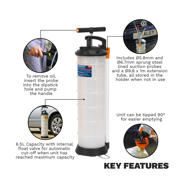 Manual Vacuum Oil & Fluid Extractor Pump 6.5L - TP69