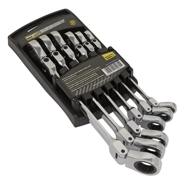 Siegen Flexi-Head Double End Ratchet Ring Spanner Set 6pc