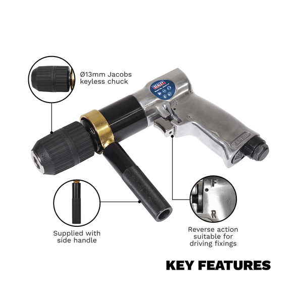 Reversible Air Drill 13mm with Keyless Chuck