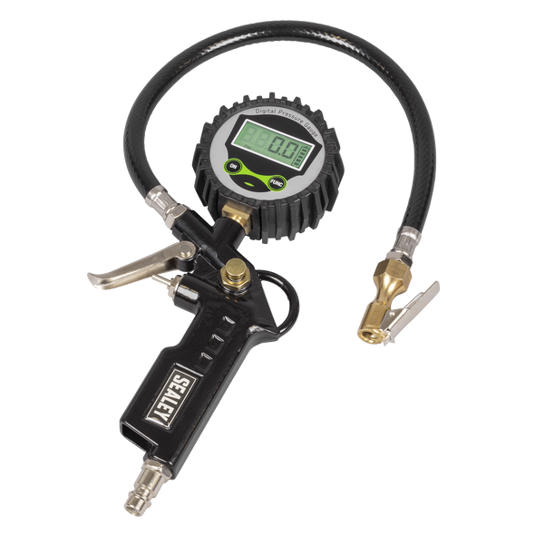 Digital Pistol Grip Tyre Inflator with Clip-On Connector