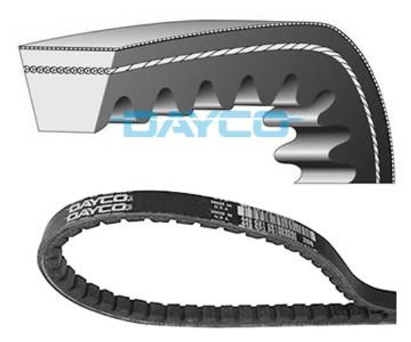 Dayco Power Steering Fan Belt, close-up image showing the drive belt designed for Defender and Discovery 3.5 V8 vehicles.