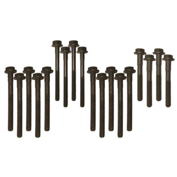 Direct Replacement Cylinder Head Bolt Set for Defender & Discovery 1 300TDi, black metal bolts for engine repair.