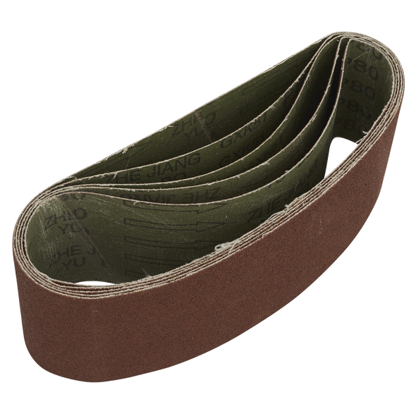 76 x 457mm Sanding Belt 80Grit - Pack of 5