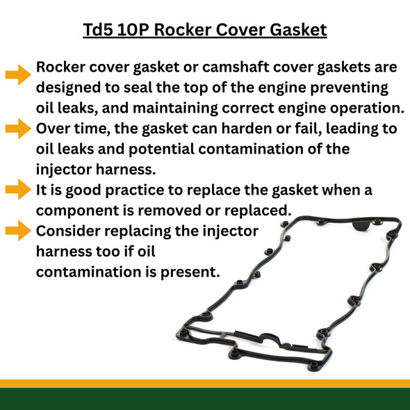 Direct Replacement Rocker Valve Cover Gasket for Discovery 2/Defender Td5, black rubber gasket with bolt holes for engine sealing.
