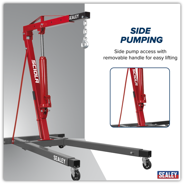 Long Reach Engine Crane with Extendable Legs 1 Tonne