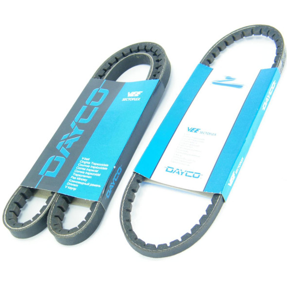 Dayco Power Steering & Alternator Fan Belt Kit DAYCO OEM for Discovery 1 200TDi, image showing two black rubber belts with blue and white packaging.