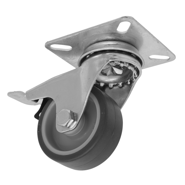 50mm Castor Wheel with Swivel Plate & Total Lock - SCW250SPLEM