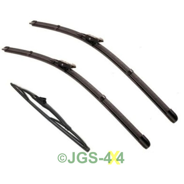 Product: Direct Replacement Freelander 2 Windscreen Wiper Set, image showing front and rear windscreen wipers for right-hand drive vehicles