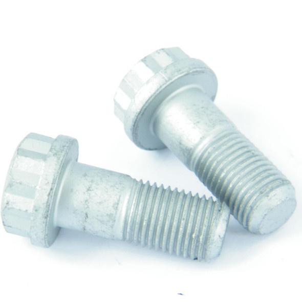 Direct Replacement Front Brake Caliper Bolt x2 for Discovery 2, image of two metallic brake caliper bolts with threaded ends and locking heads on a white background.