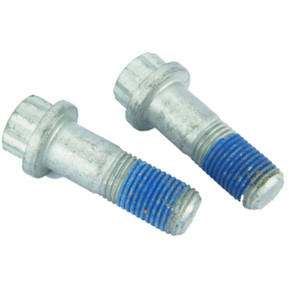 Direct Replacement Rear Brake Caliper Bolt x2 for Discovery 2 Range Rover P38, dual metal bolts with blue thread lock.