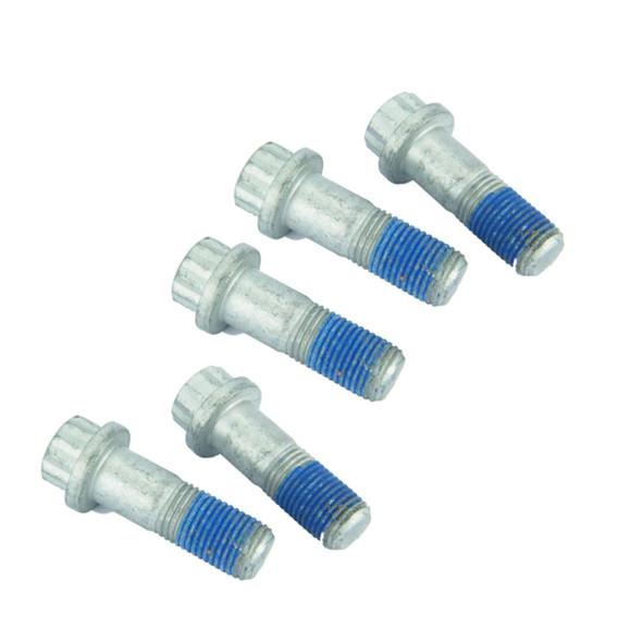 Direct Replacement Brake Caliper Bolt x5 for Defender Discovery 1 Range Rover, set of five metallic bolts with blue thread-locking paint for vehicle brake system.