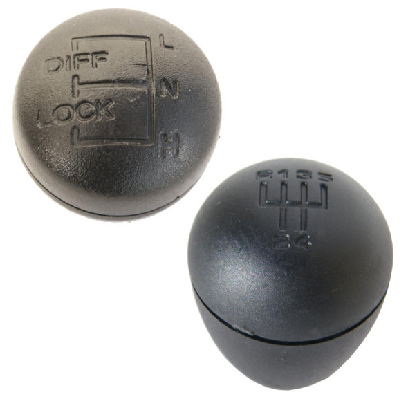 Direct Replacement LT77 Gearbox & Transfer Diff Lock Gear Knob for Defender, black gear shift knobs with embossed shift pattern and labels for gear and differential lock functions