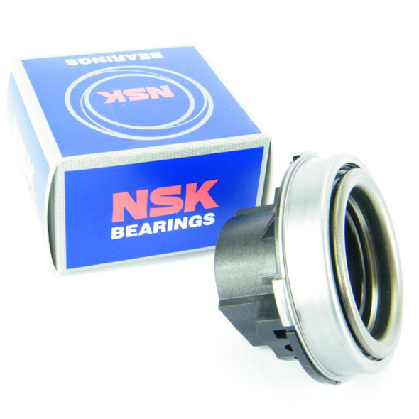 NSK Clutch Release Thrust Bearing for Discovery 1, 2 & Range Rover, automotive part with metal and plastic components, box packaging.