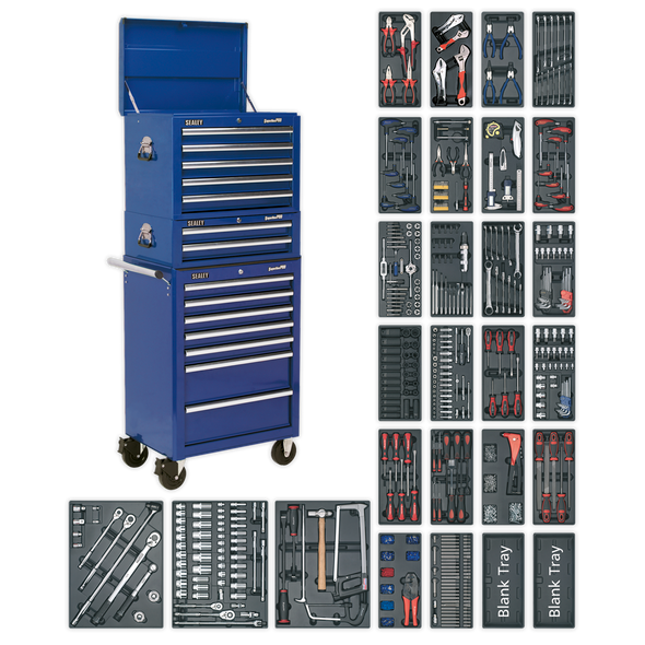 Superline PRO® Tool Chest Combination 14 Drawer with 1179pc Tool Kit - Blue