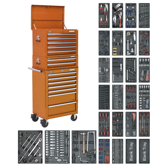 Superline PRO® Tool Chest Combination 14 Drawer with 1179pc Tool Kit - Orange