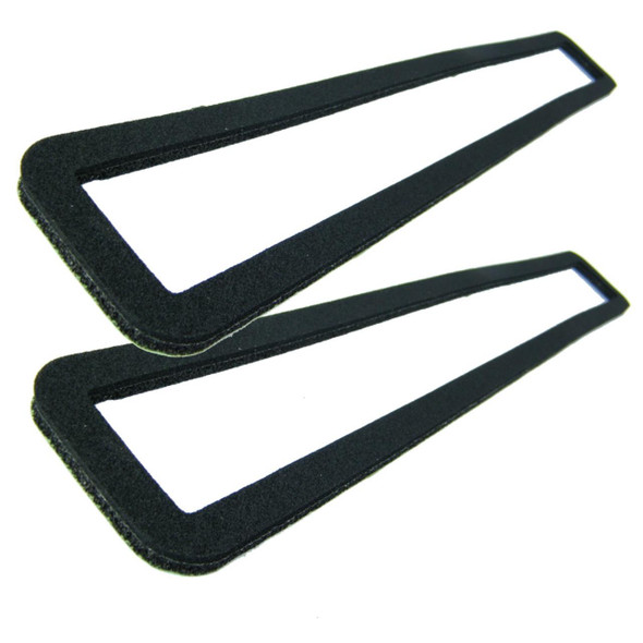 Direct Replacement Bulkhead Air Vent Seals for Defender, two black foam seatbelt air vent seals for vehicle.