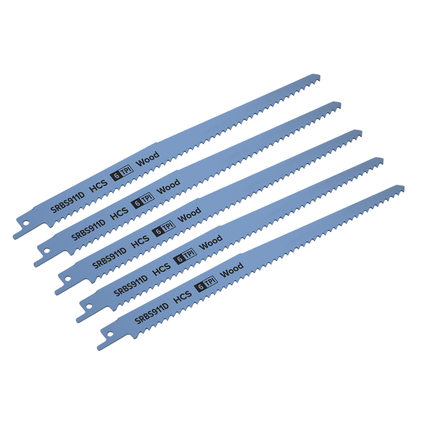 Reciprocating Saw Blade for Clean Wood 230mm 6tpi - Pack of 5